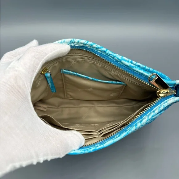 AUTH Brahmin Blue Crocodile Embossed Bag - Picture 4 of 5